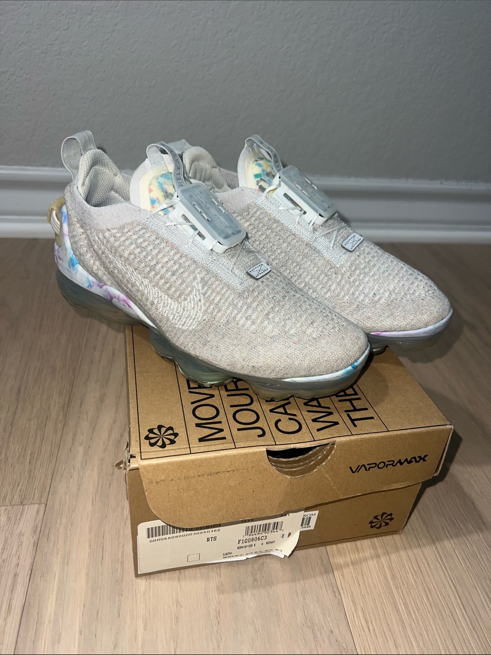 Nike Women' VaporMax Flyknit Slip-On Sneakers in Cream